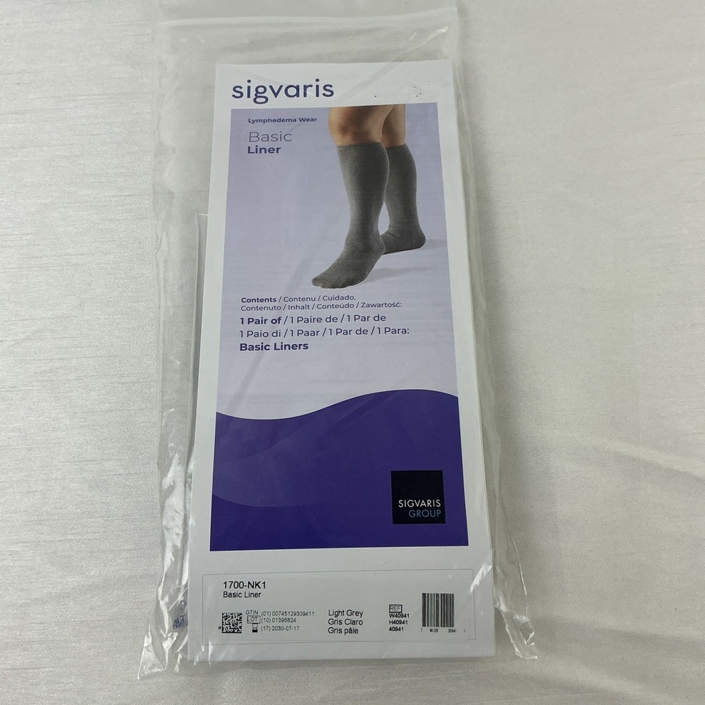 SIGVARIS Well Being BASIC LINERS Closed Toe Non-Compression Light Gray 1700-NK1